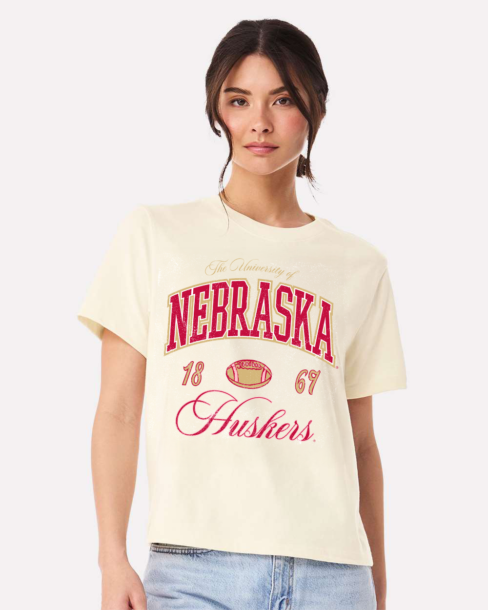 Nebraska Huskers Football Long Crop Tee