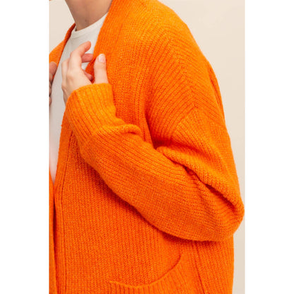 Oversized Cardigan With Front Pockets: ORANGE