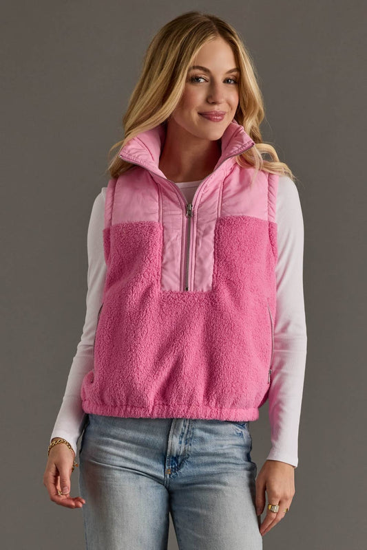 Lt. Pink Colorblock Sherpa Vest