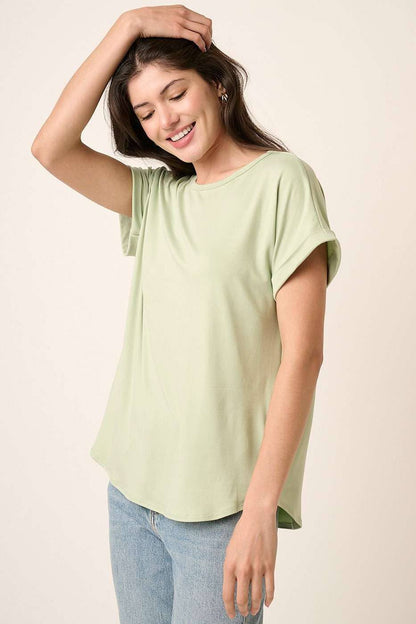 ROUND NECK DOLMAN SHORT SLEEVE TOP