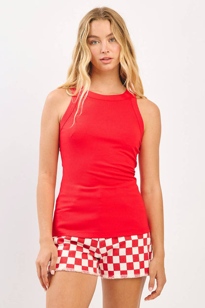 RIB KNIT ROUND NECK TANK