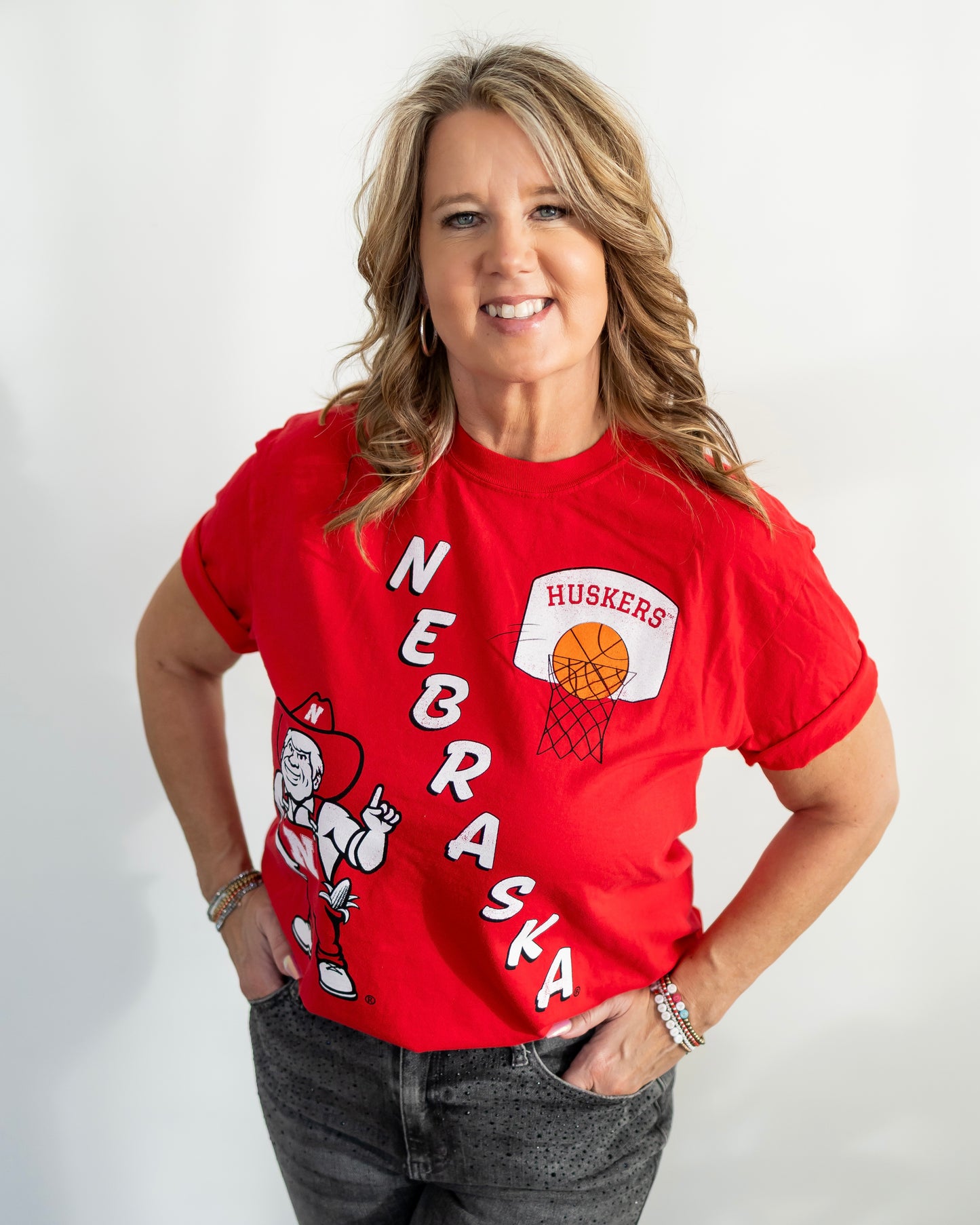 Nebraska Huskers Herbie Retro Basketball Red Tee