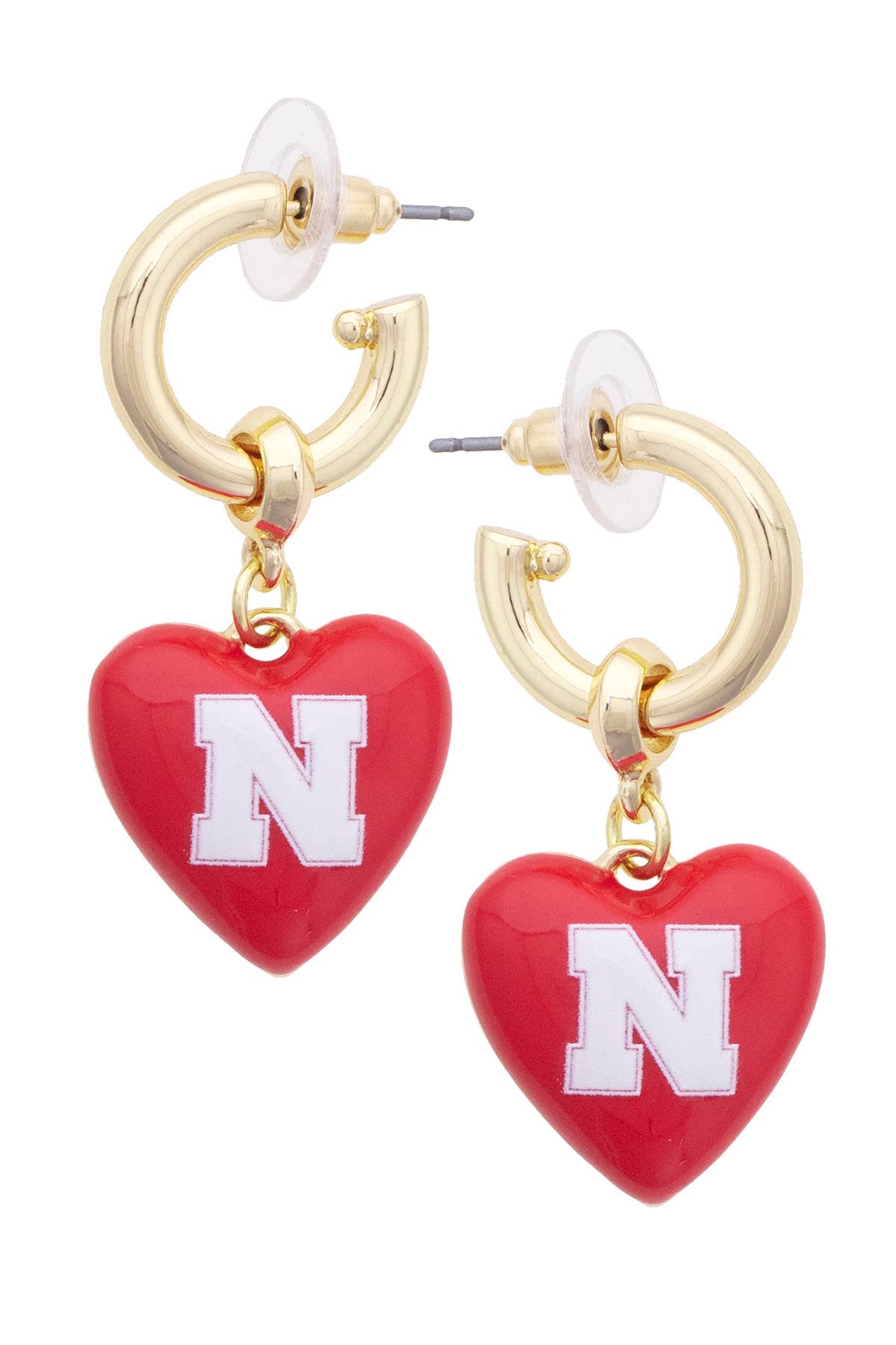 Nebraska Huskers Heart Drop Earrings