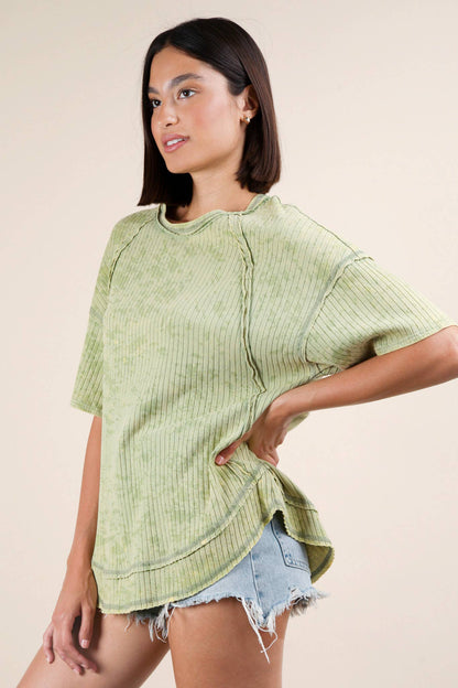 Mineral Washed Oversized Sage Top