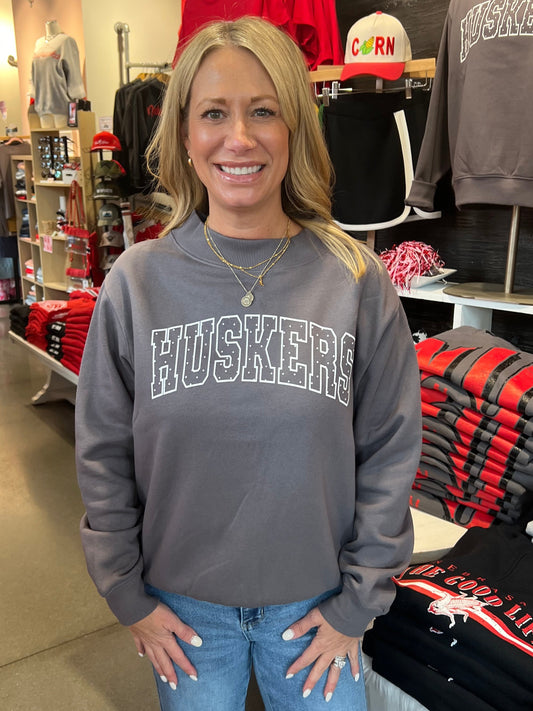 Charcoal Husker Mock Neck Sweatshirt
