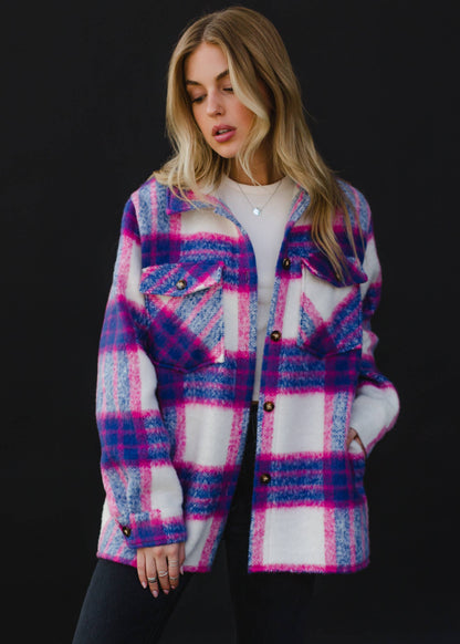 Blue, Pink & White Plaid Jacket