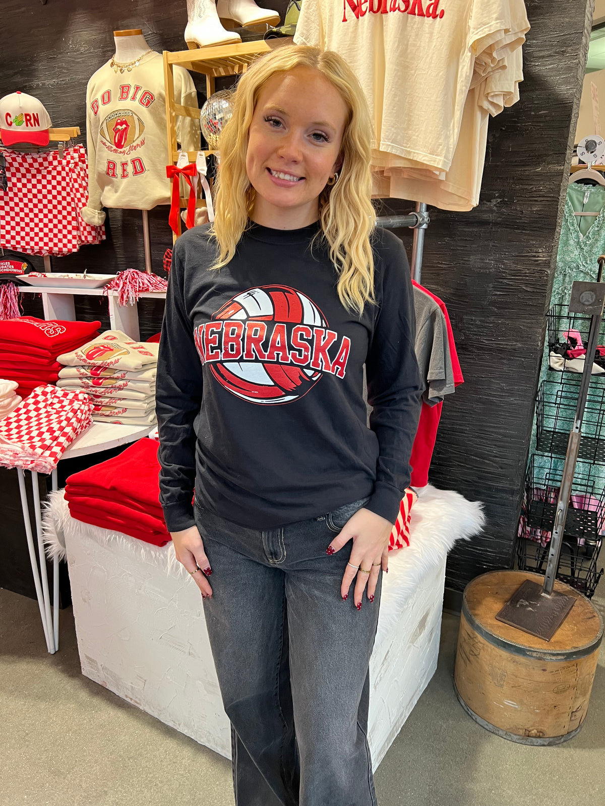 Black Nebraska Volleyball Long Sleeve Tee