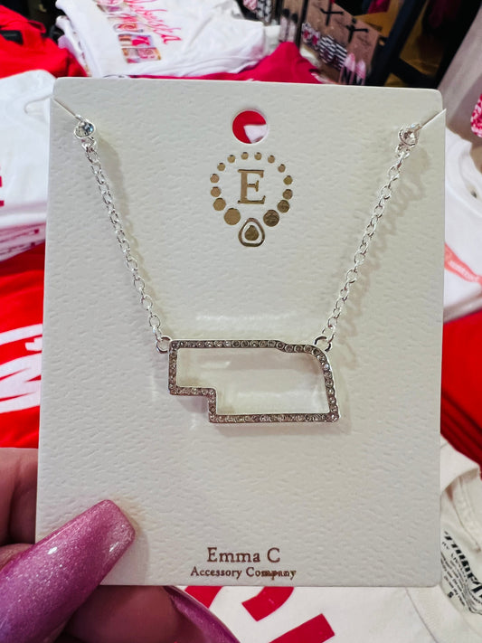Nebraska Bling Necklace - Silver