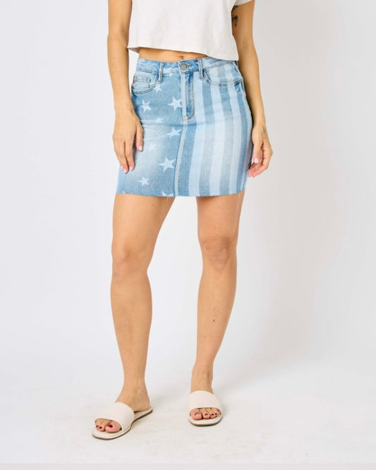 Stars and Stripes Bleach Discharge Mini Skirt