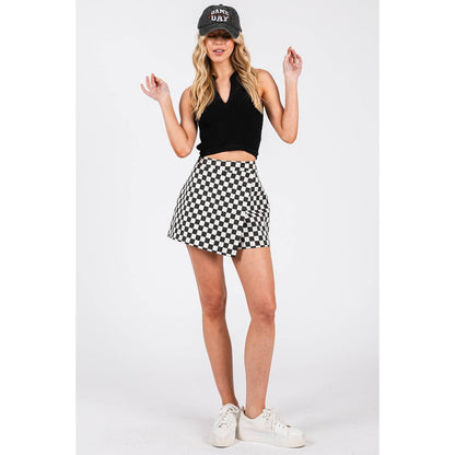 GAME DAY CHECKERED WRAP FRONT SKORT