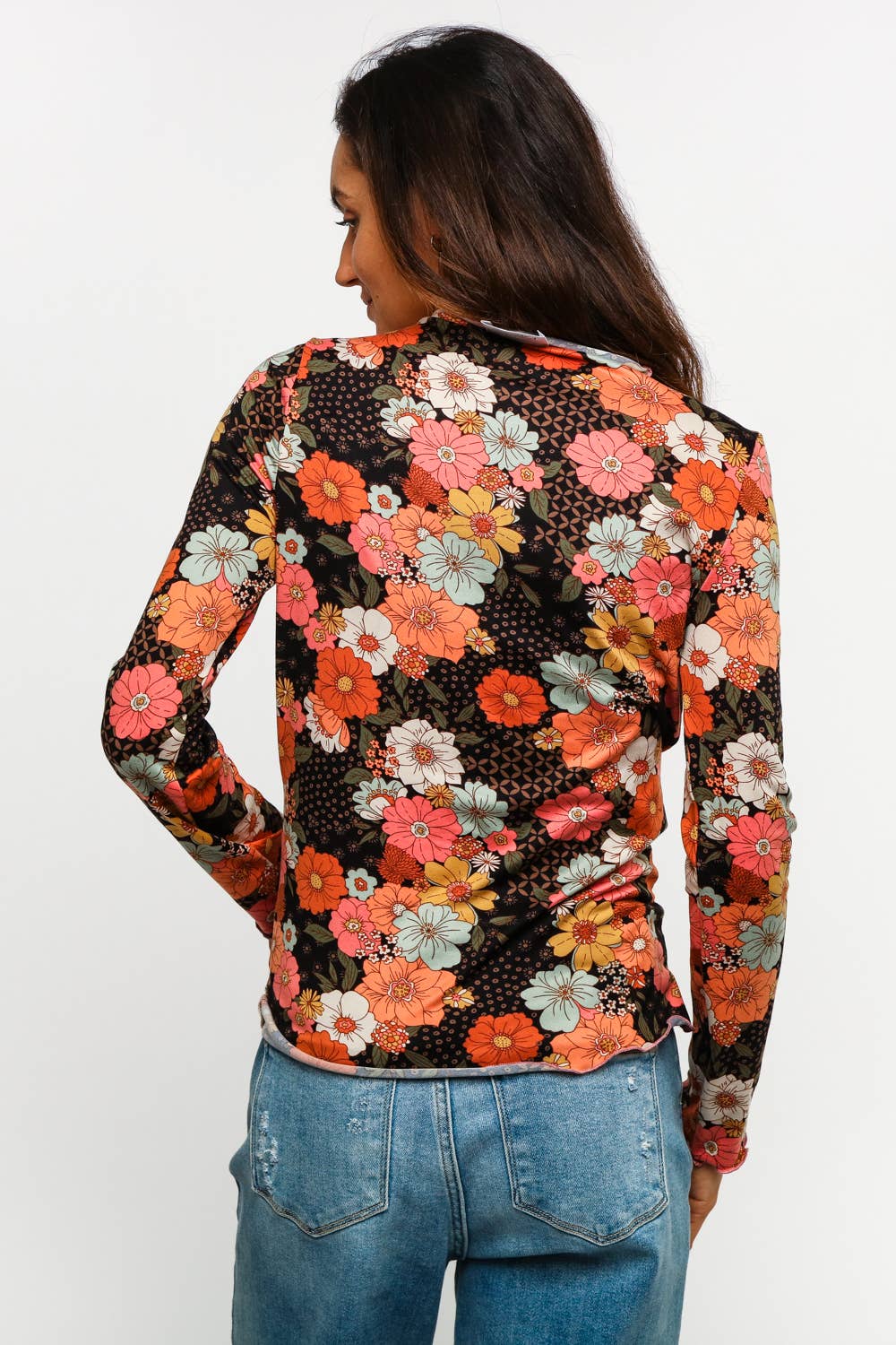 Fall Floral Mock Neck Top