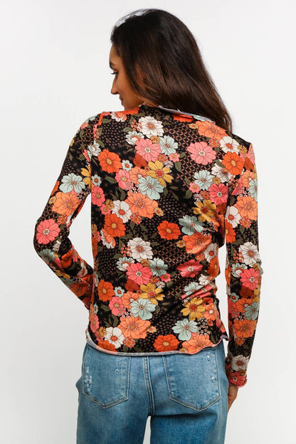 Fall Floral Mock Neck Top