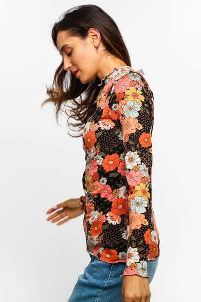 Fall Floral Mock Neck Top