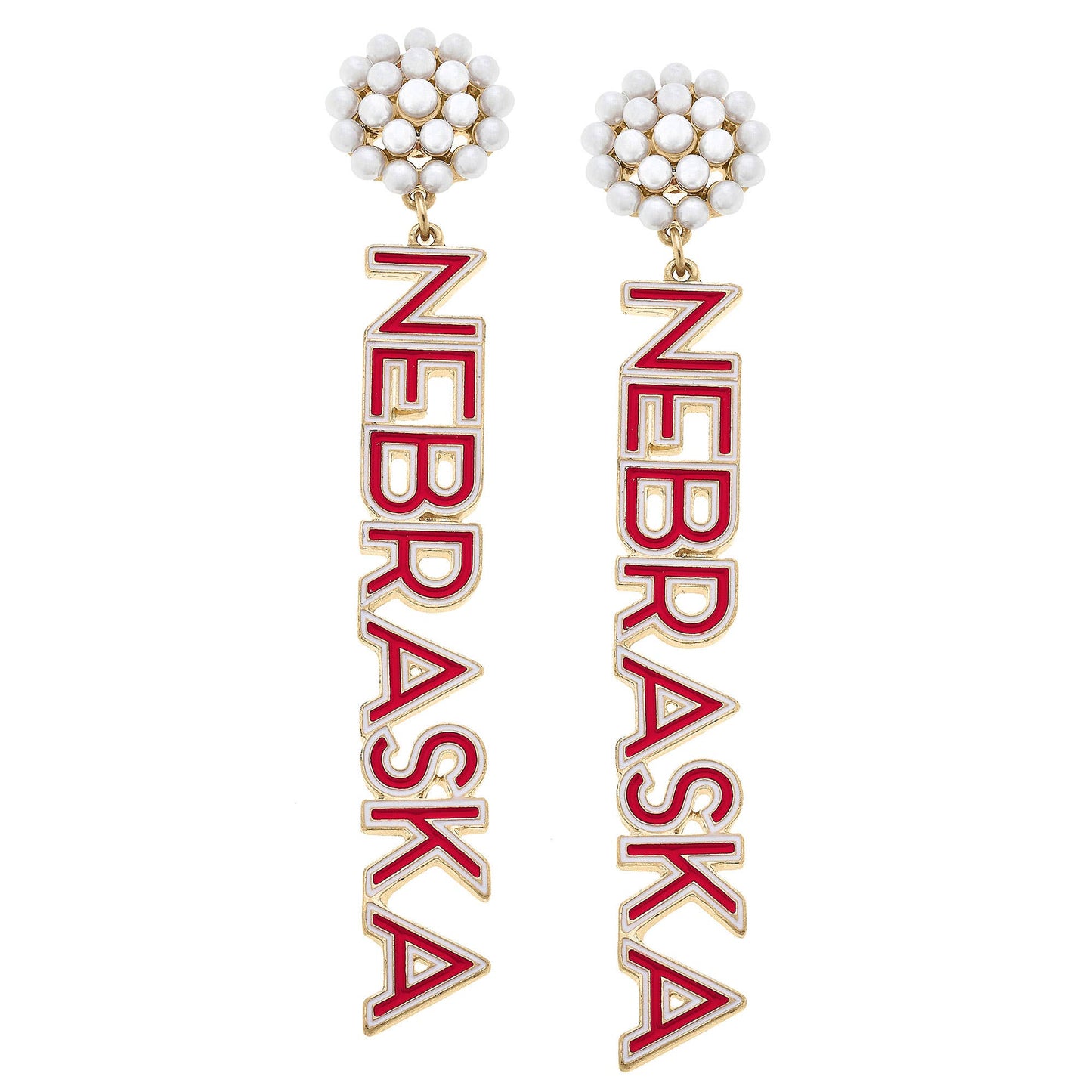 Nebraska Pearl Cluster Enamel Drop Earrings