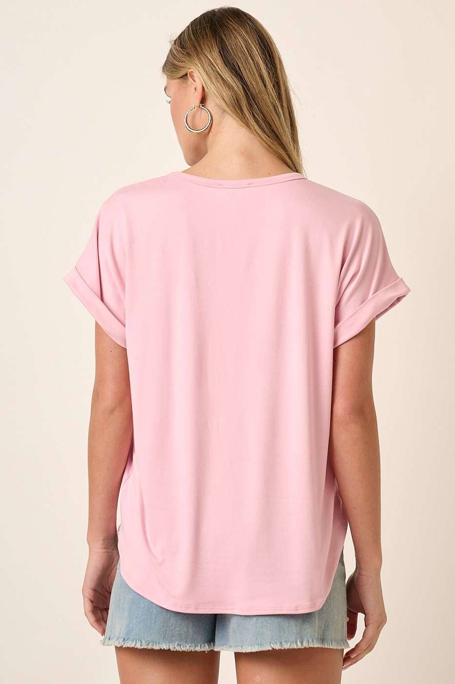 ROUND NECK DOLMAN SHORT SLEEVE TOP