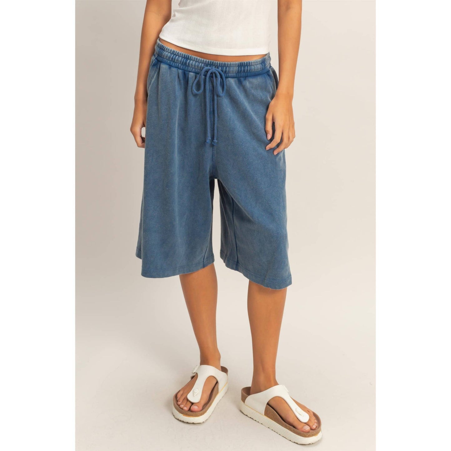 French Terry Bermuda Shorts: NAVY