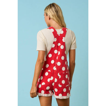 GAME DAY POLKA DOT ROMPER BIB OVERALLS: RED