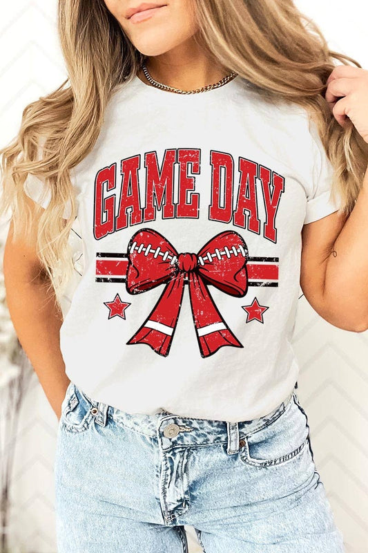Game Day Football Bow Graphic Tee