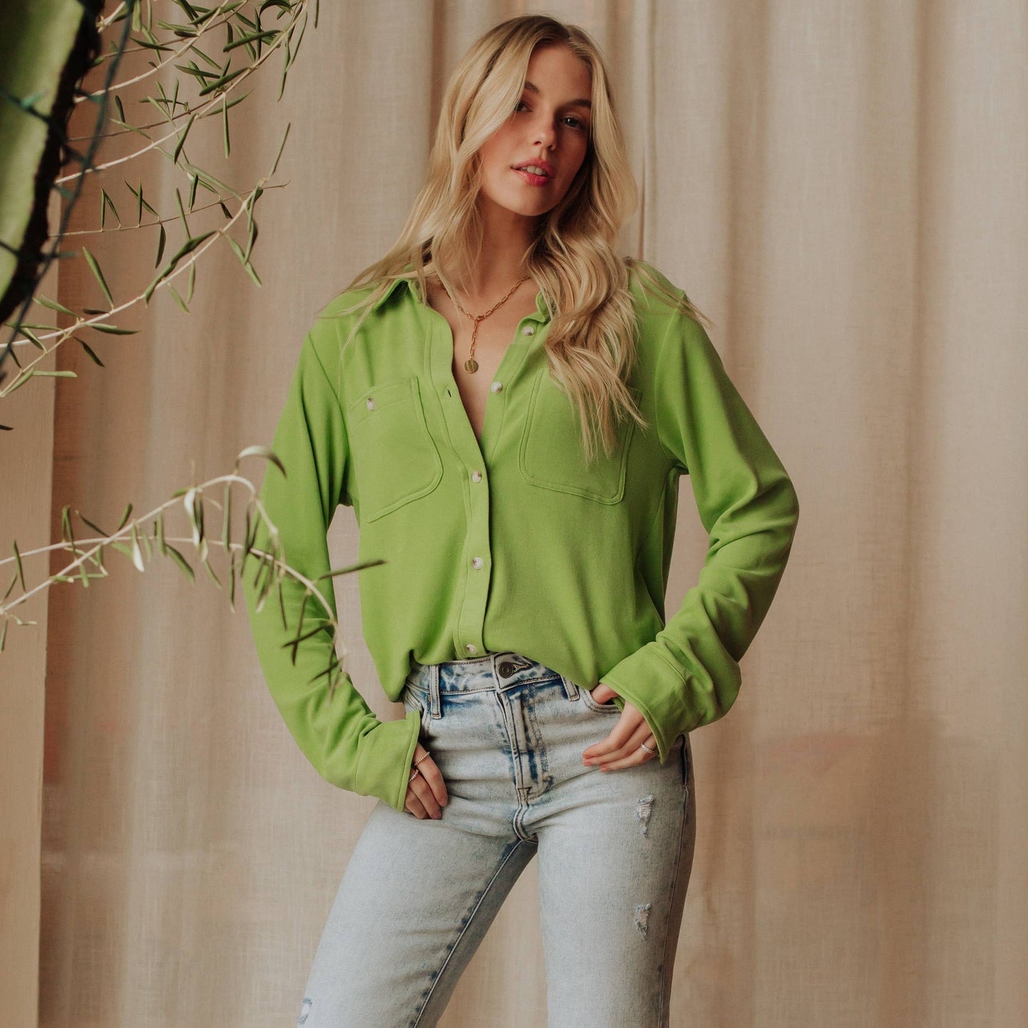 Lt. Green Super Soft Button Up