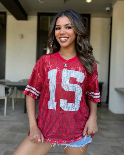 Red Lace Game Day Football Jersey