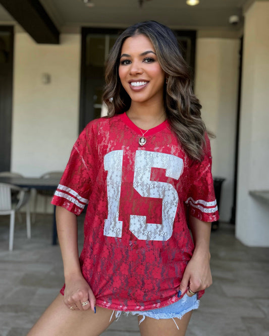 Red Lace Game Day Football Jersey
