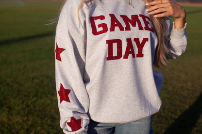 Red Glitter Game Day Sweatshirt