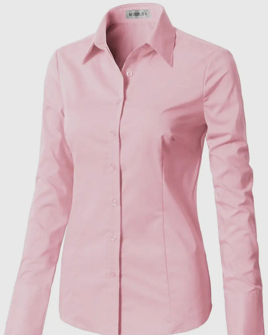 Pink Button Up Long Sleeve Top