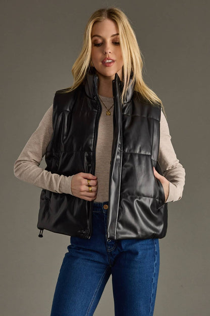 Black Faux Leather Vest