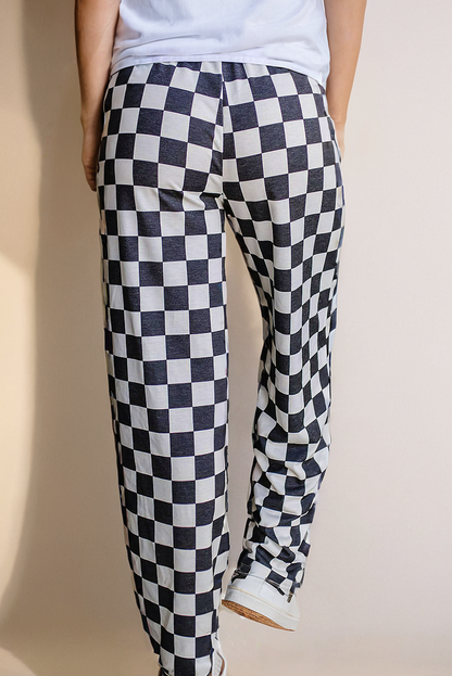Checkered High Waist Wide Leg Pants