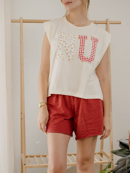 Nebraska Huskers Quilted Puff Ink Off White Tank