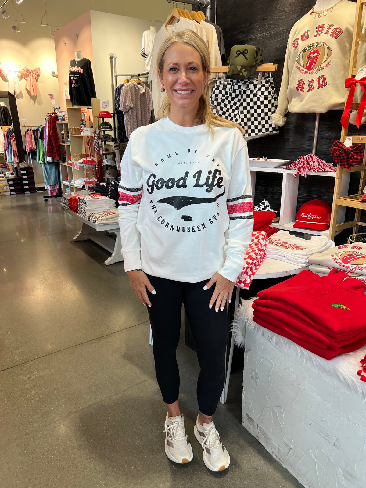 Good Life Varsity Long Sleeve-Ivory