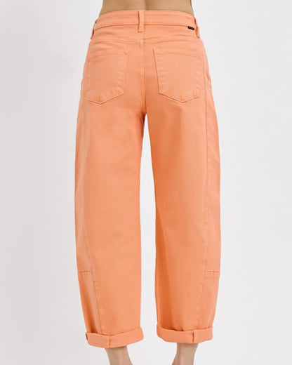 High Rise Relaxed Barrel Coral Jeans