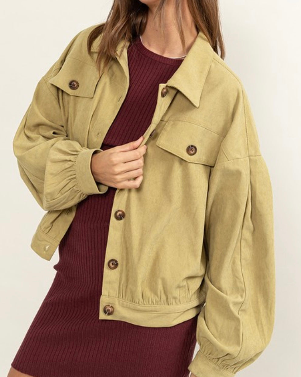 Drop Shoulder Corduroy Jacket