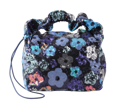 Sequin Top Handle Baguette with Drawstring Strap