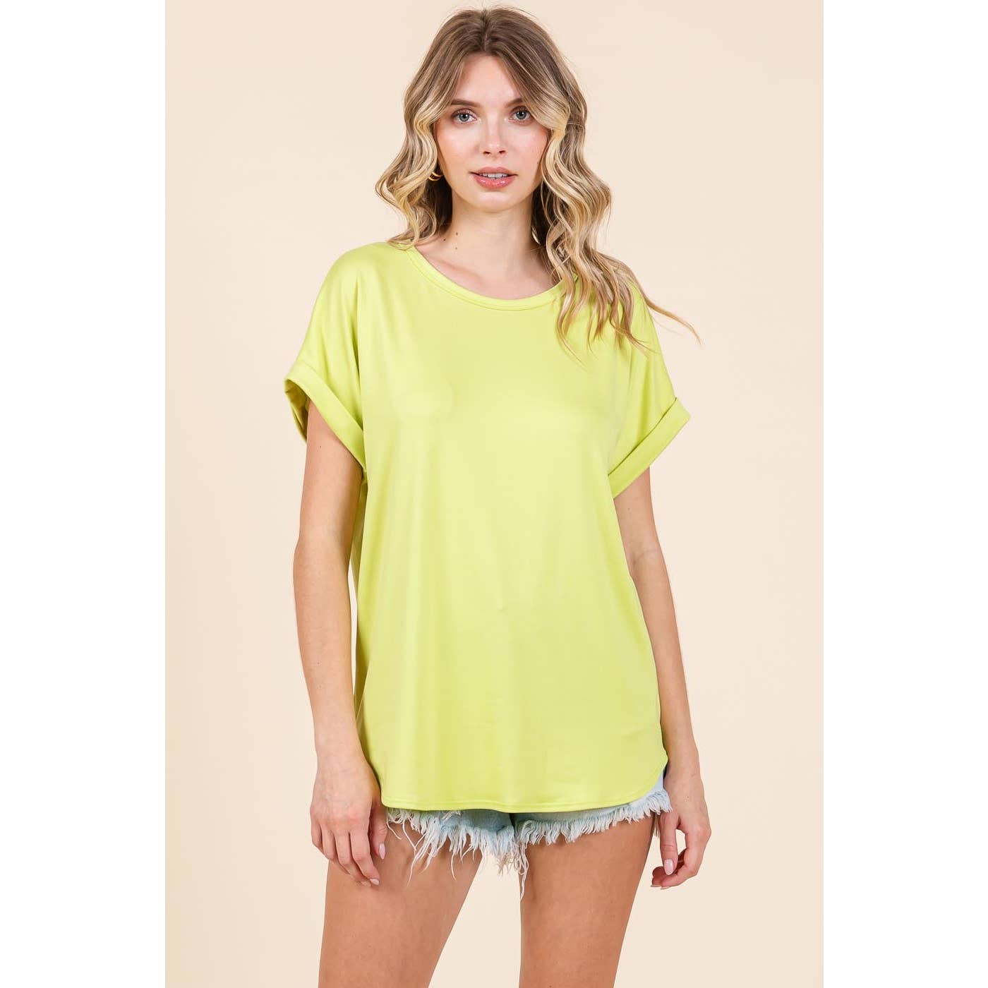 ROUND NECK DOLMAN SHORT SLEEVE TOP