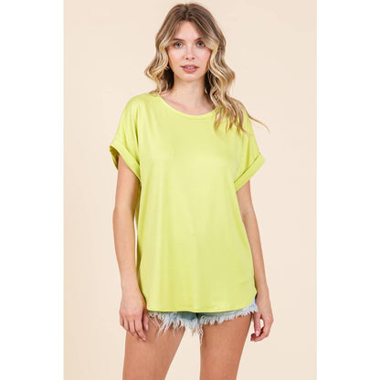 ROUND NECK DOLMAN SHORT SLEEVE TOP