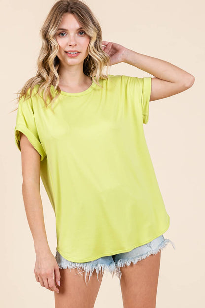 ROUND NECK DOLMAN SHORT SLEEVE TOP