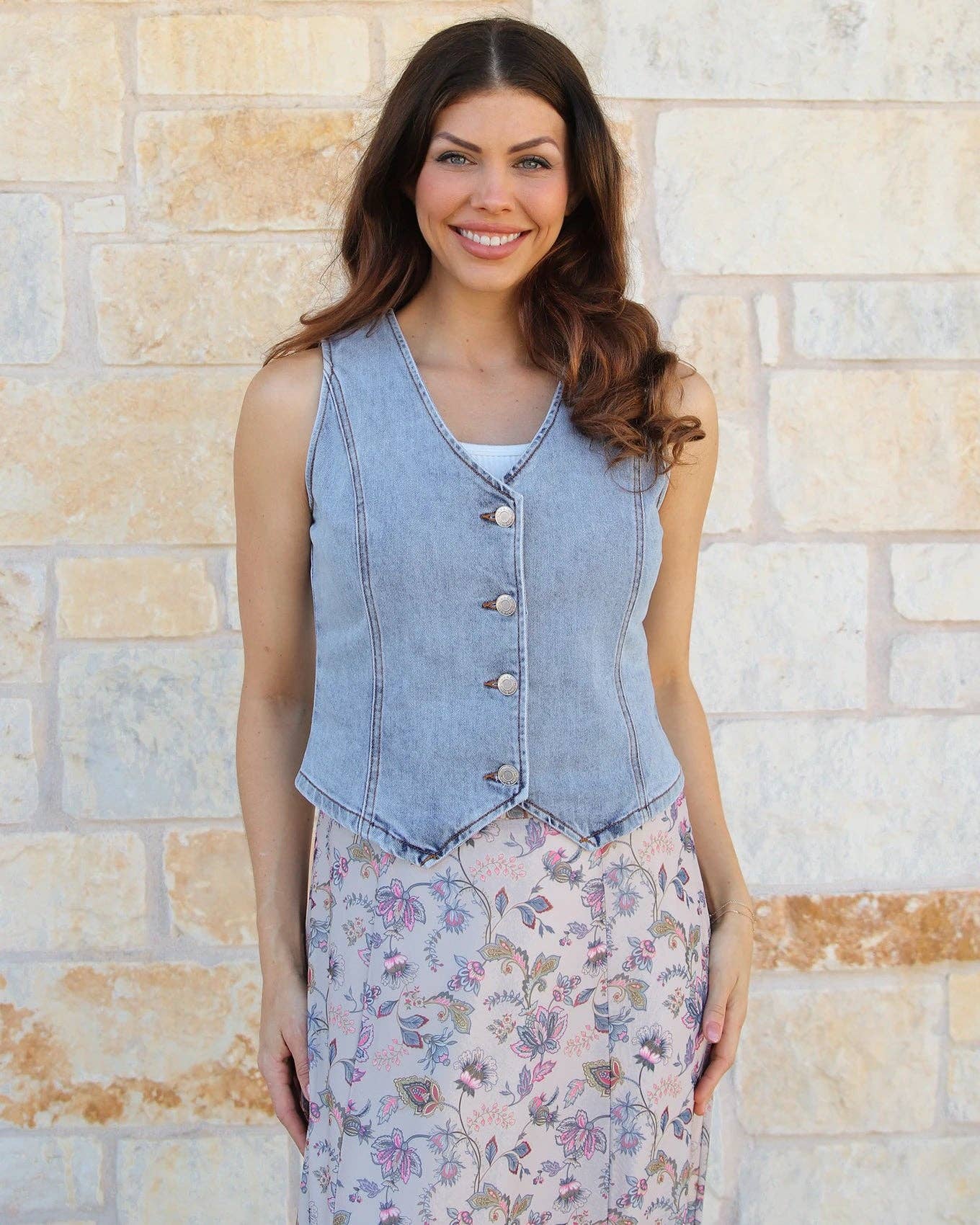 Denim Vest in Mid-Wash