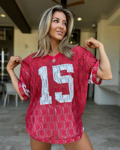 Red Lace Game Day Football Jersey