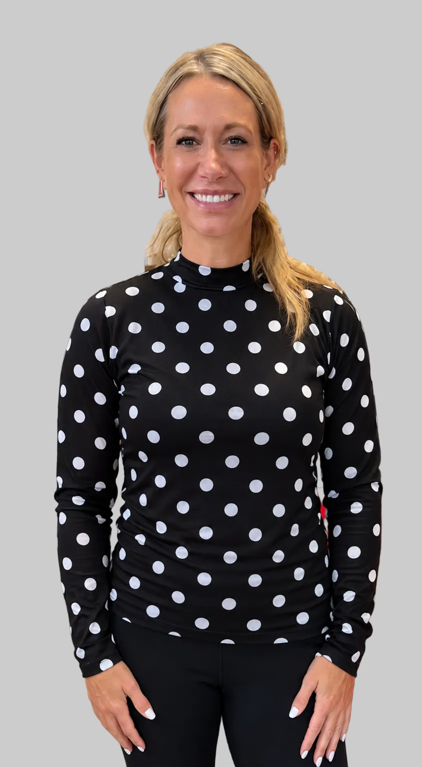 Gameday Black and White Polka Dot Mesh Top