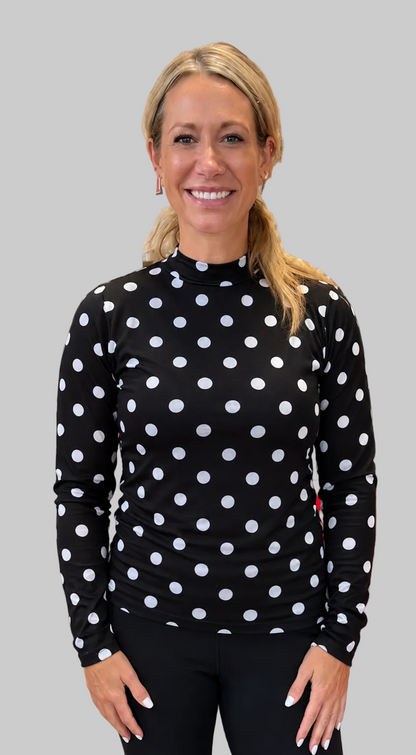 Gameday Black and White Polka Dot Mesh Top