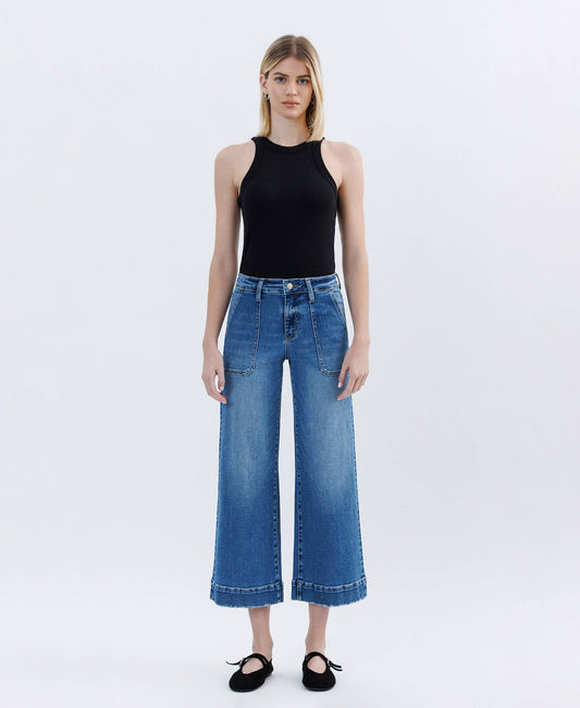 HR Crop Wide Leg Utility Jean
