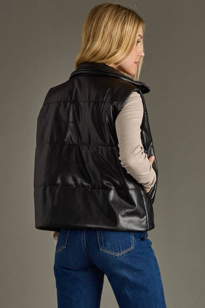 Black Faux Leather Vest
