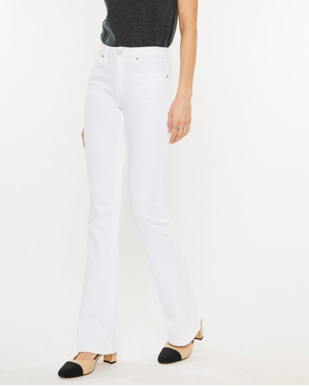 High Rise White Bootcut