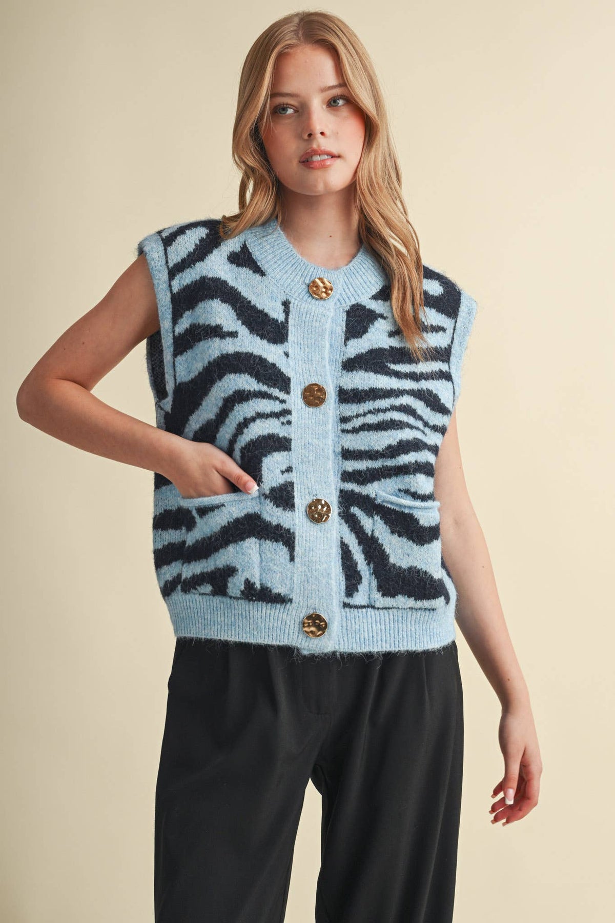 Tiger Stripe Sweater Vest: Blue