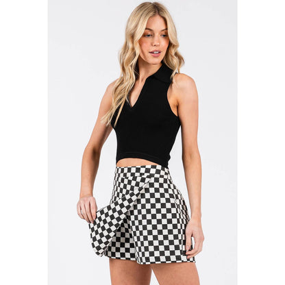 GAME DAY CHECKERED WRAP FRONT SKORT