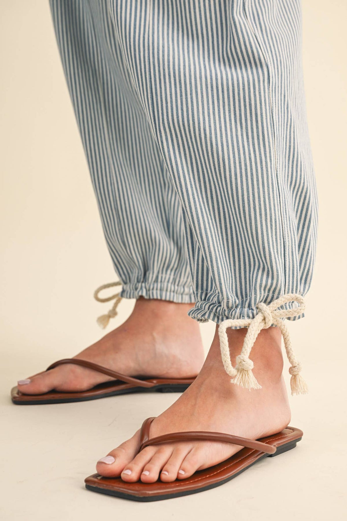 Striped Parachute Pants: Denim