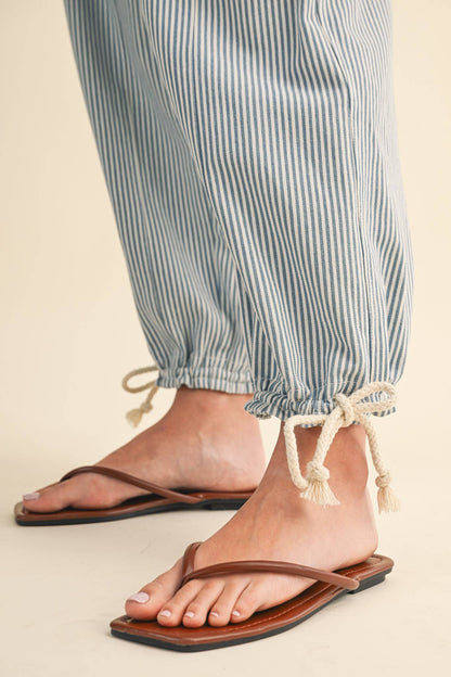 Striped Parachute Pants: Denim