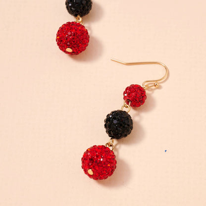 Game Day Rhinestone Dangling Earrings: Red/Black