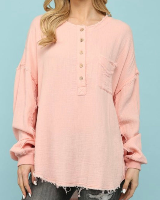 Waffle Knit Oversized Top